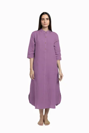 Linen Drizzle Shirt Dress-Misty Lilac