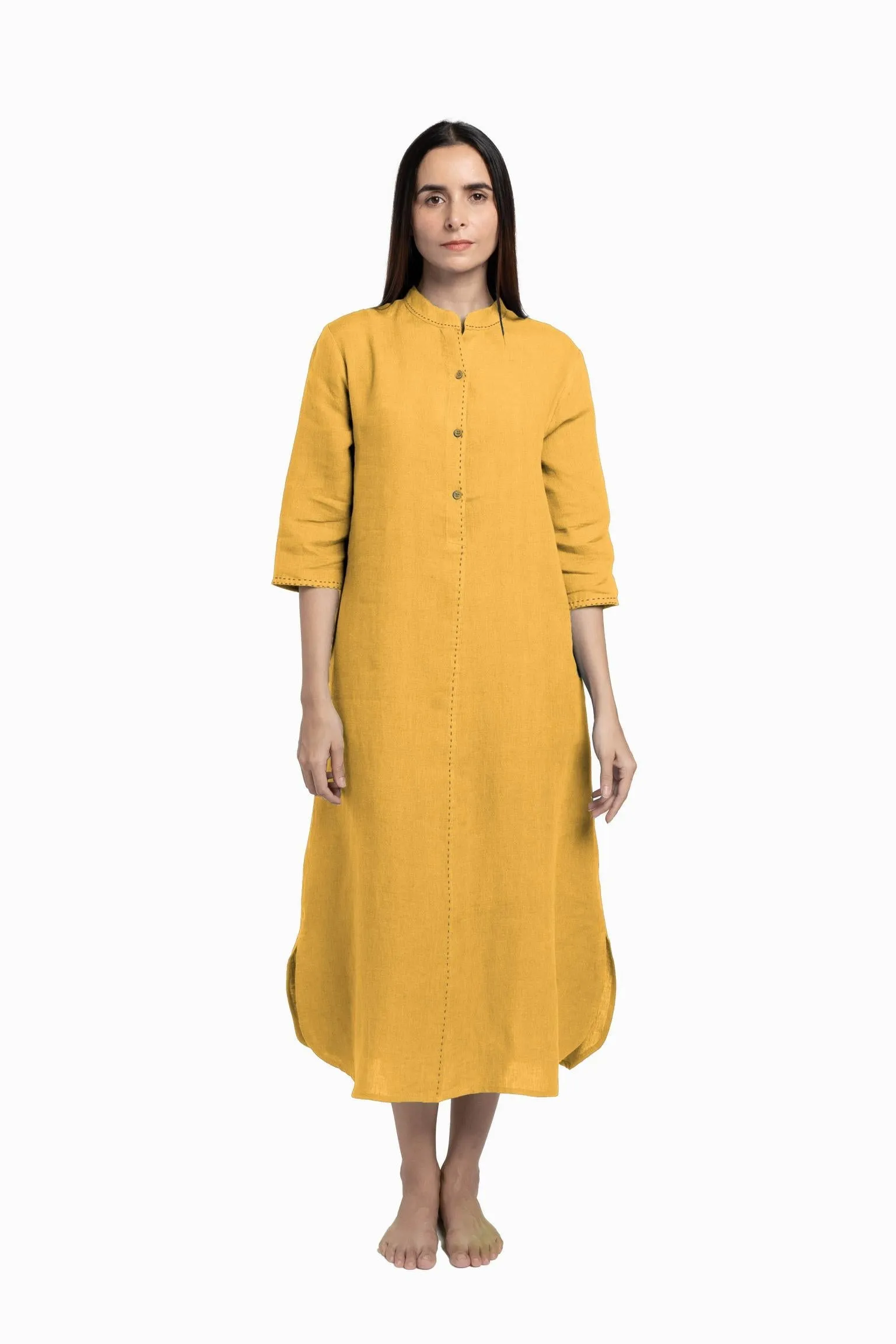 Linen Drizzle Shirt Dress-Misty Lilac