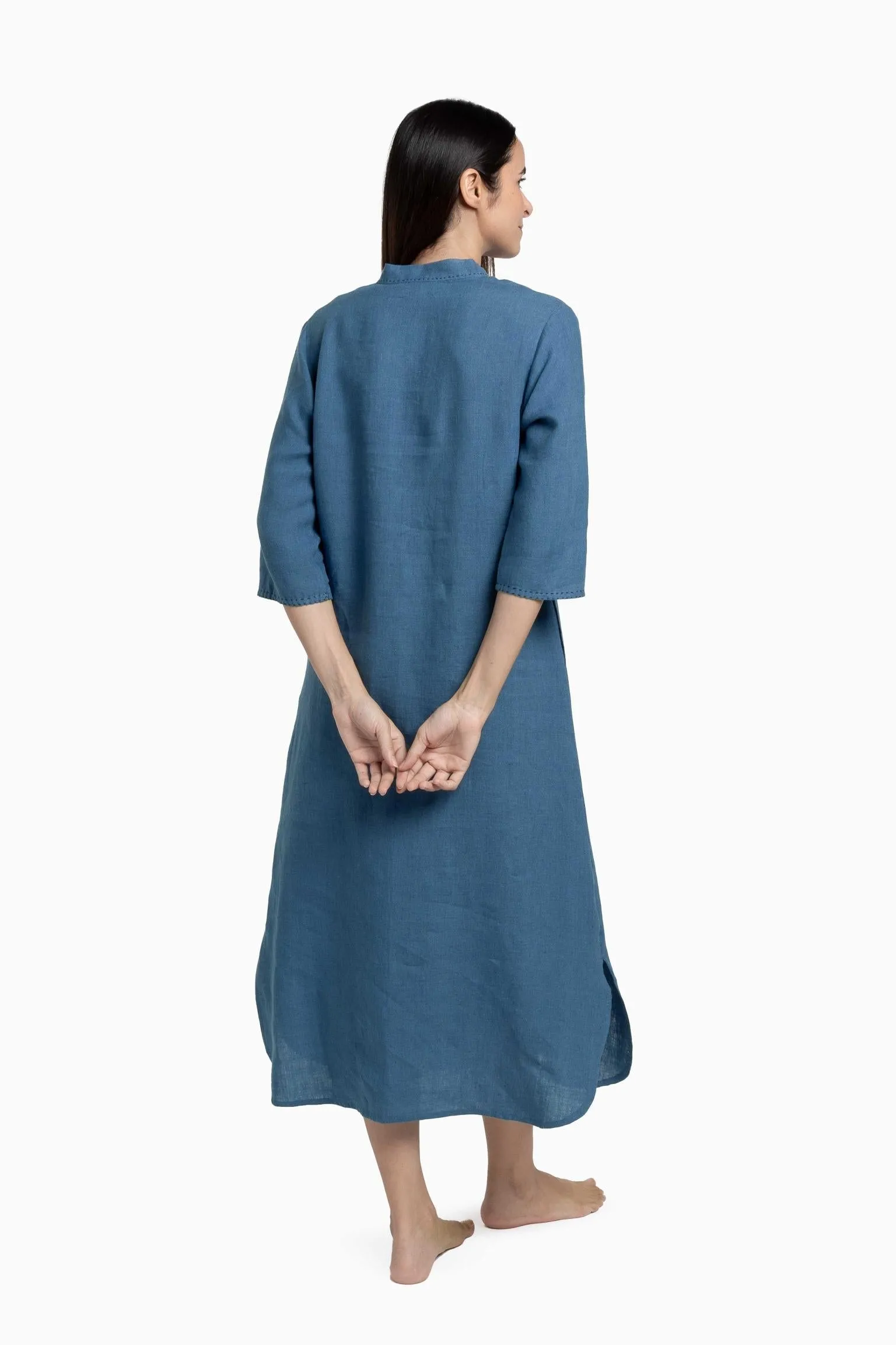 Linen Drizzle Shirt Dress-Misty Lilac