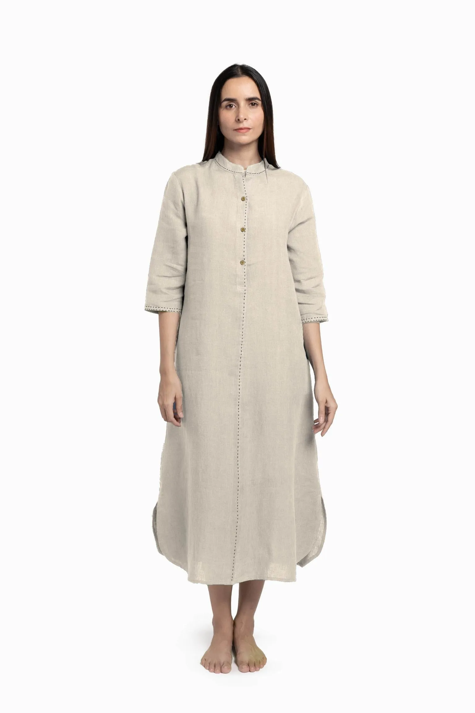 Linen Drizzle Shirt Dress-Misty Lilac