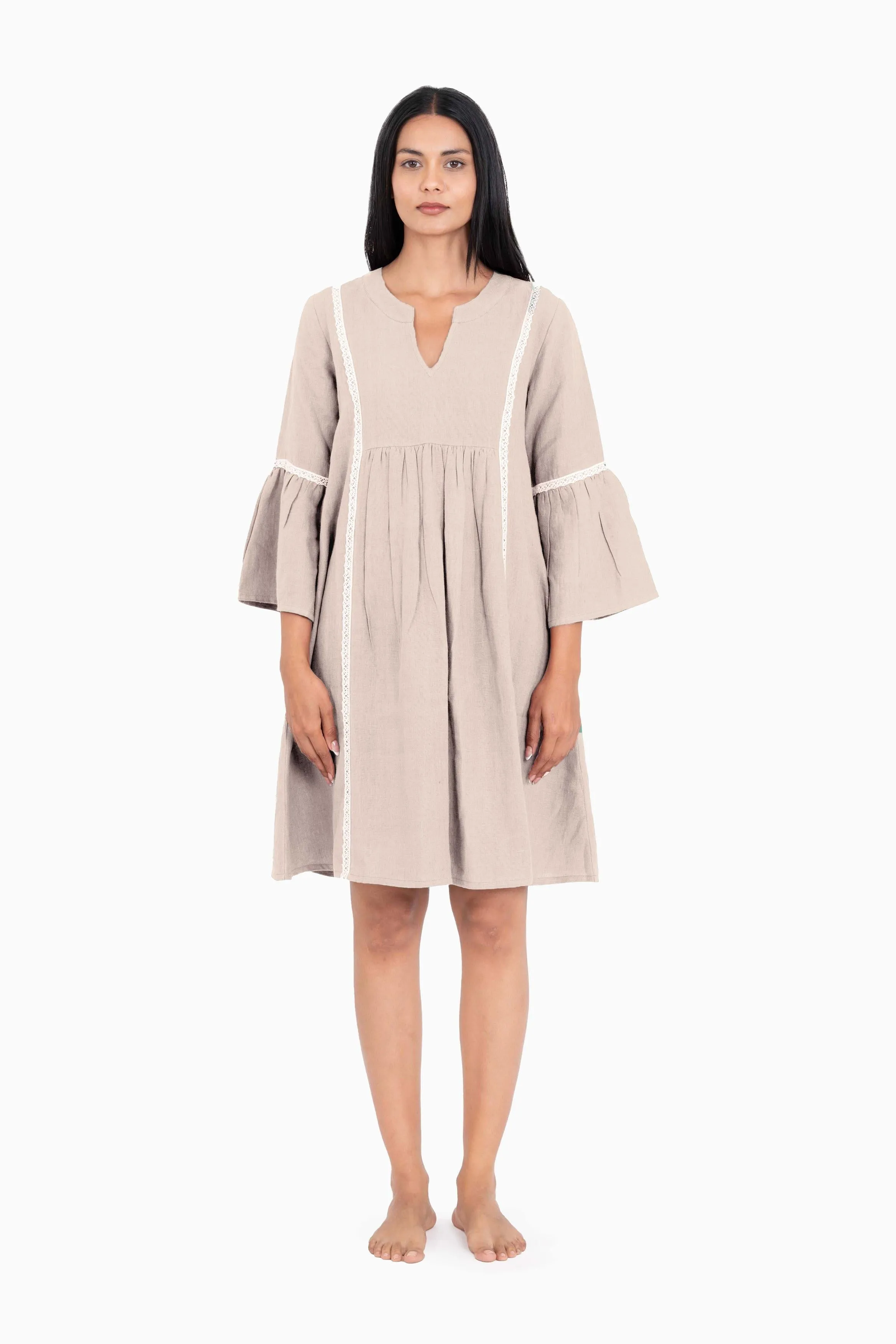 Linen Moana Midi Dress-Brown Bean