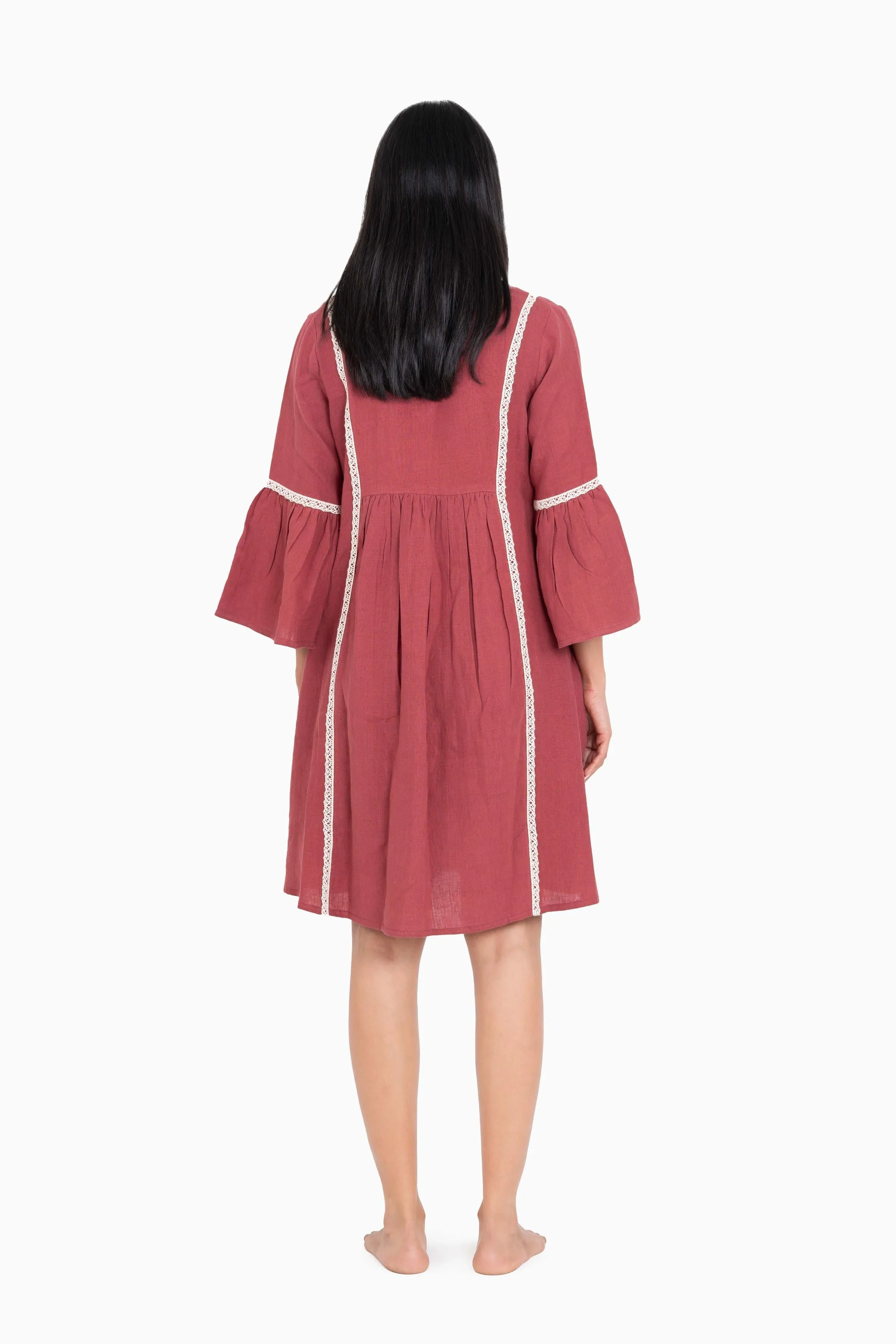 Linen Moana Midi Dress-Brown Bean