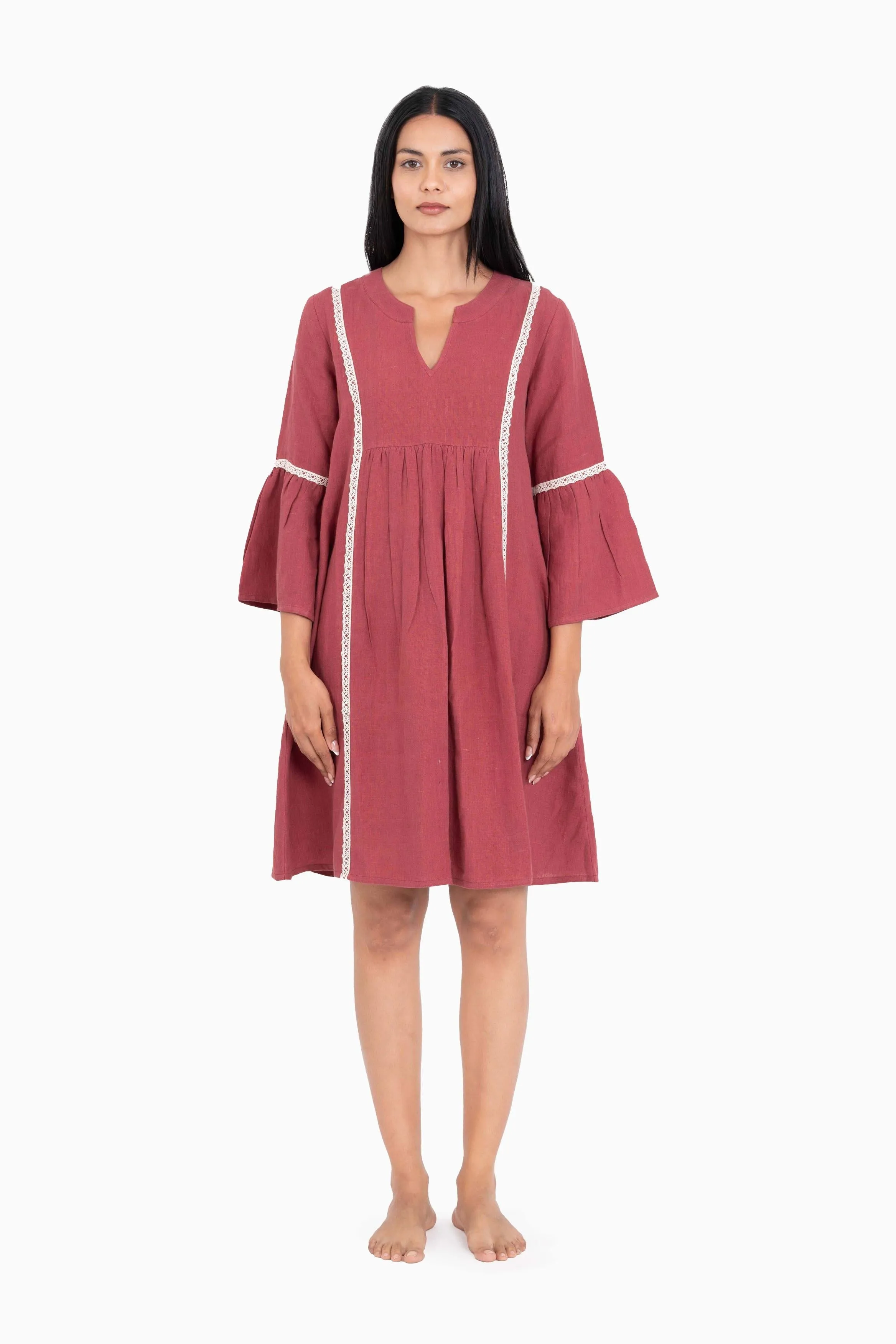 Linen Moana Midi Dress-Brown Bean
