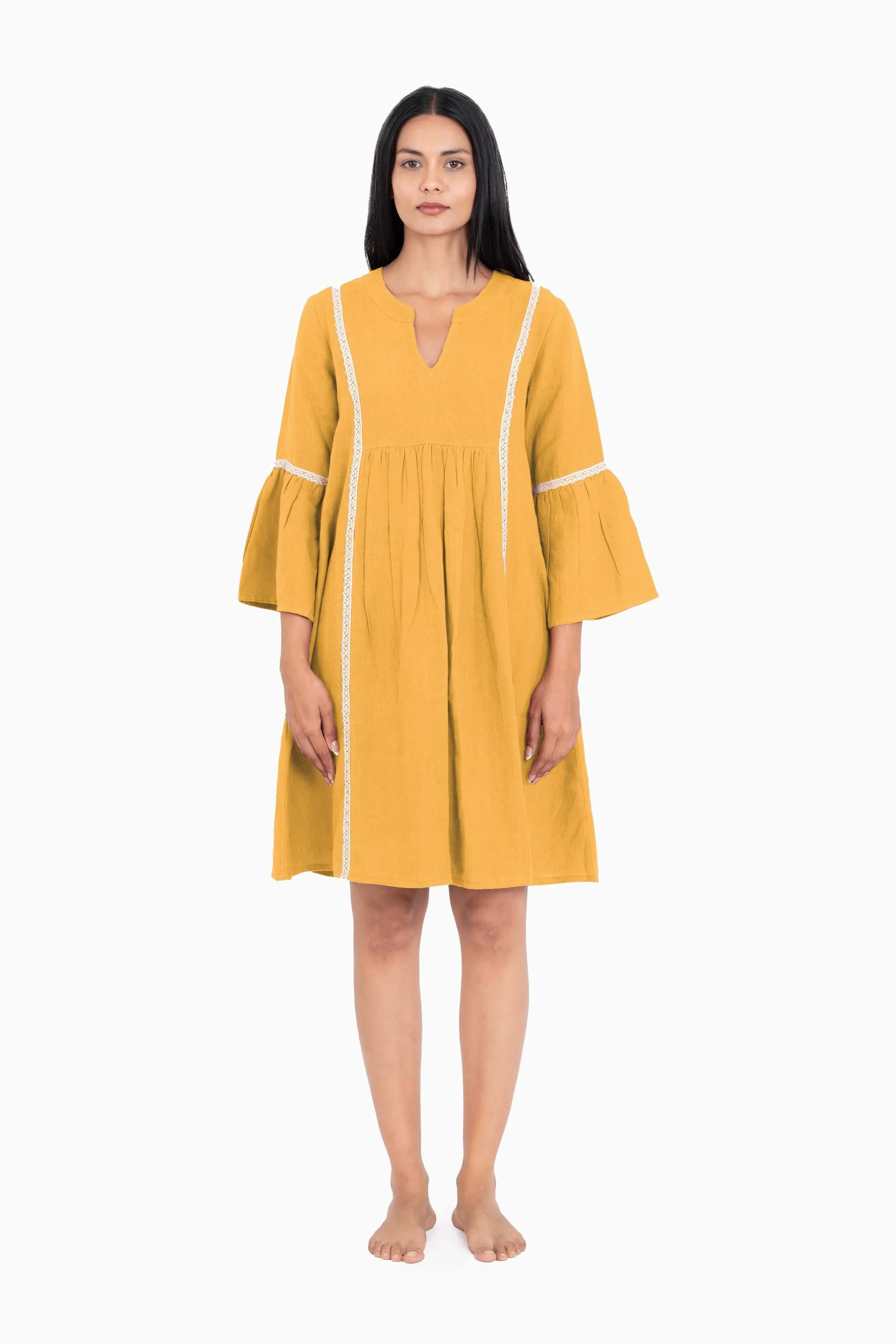 Linen Moana Midi Dress-Brown Bean
