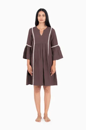Linen Moana Midi Dress-Brown Bean