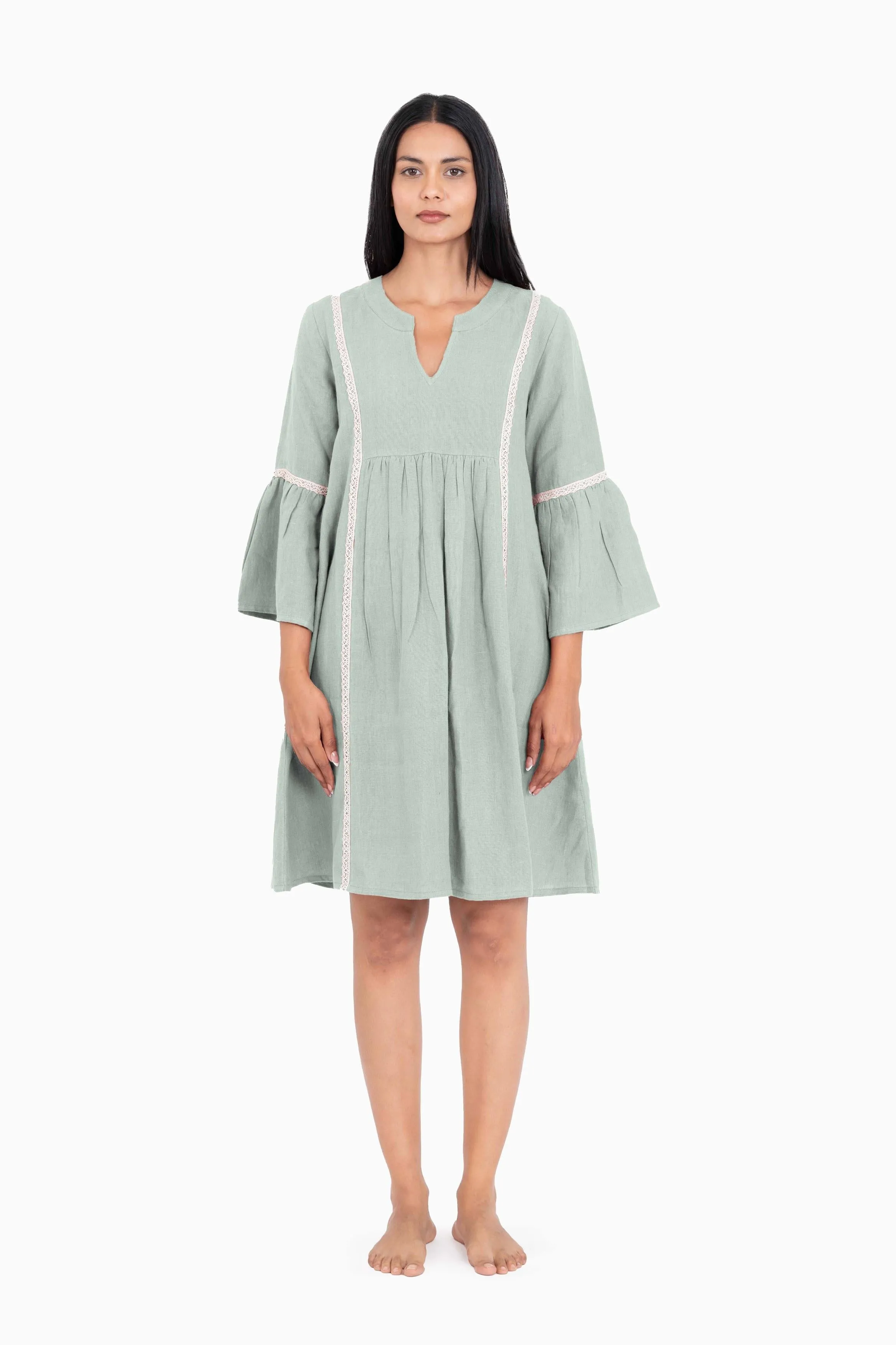 Linen Moana Midi Dress-Brown Bean