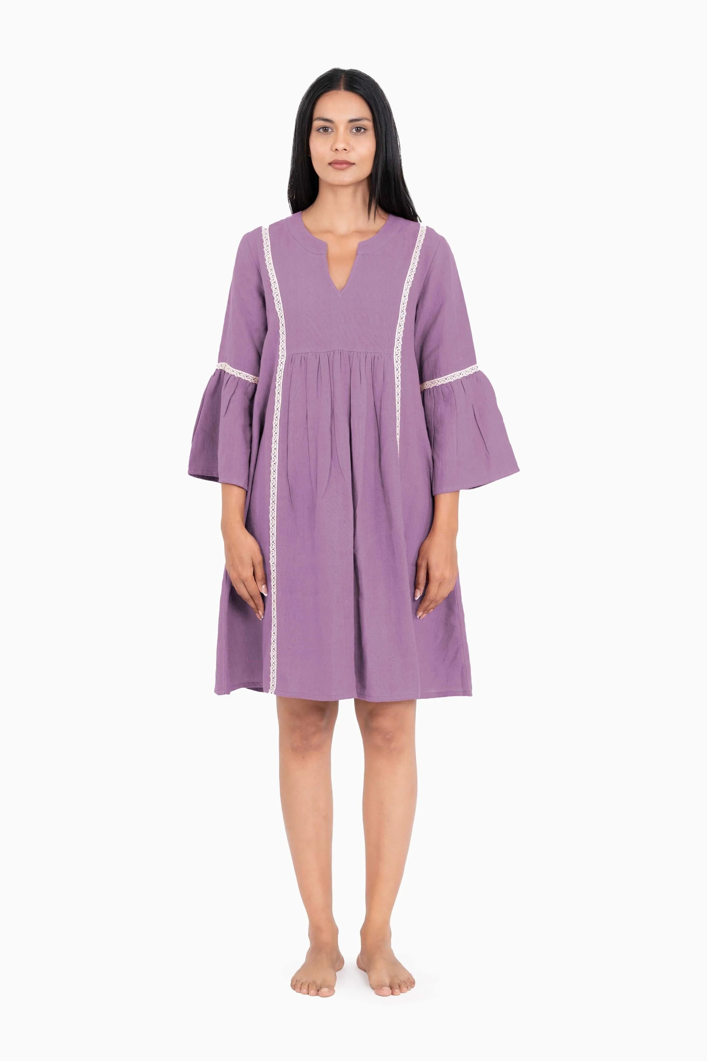 Linen Moana Midi Dress-Brown Bean