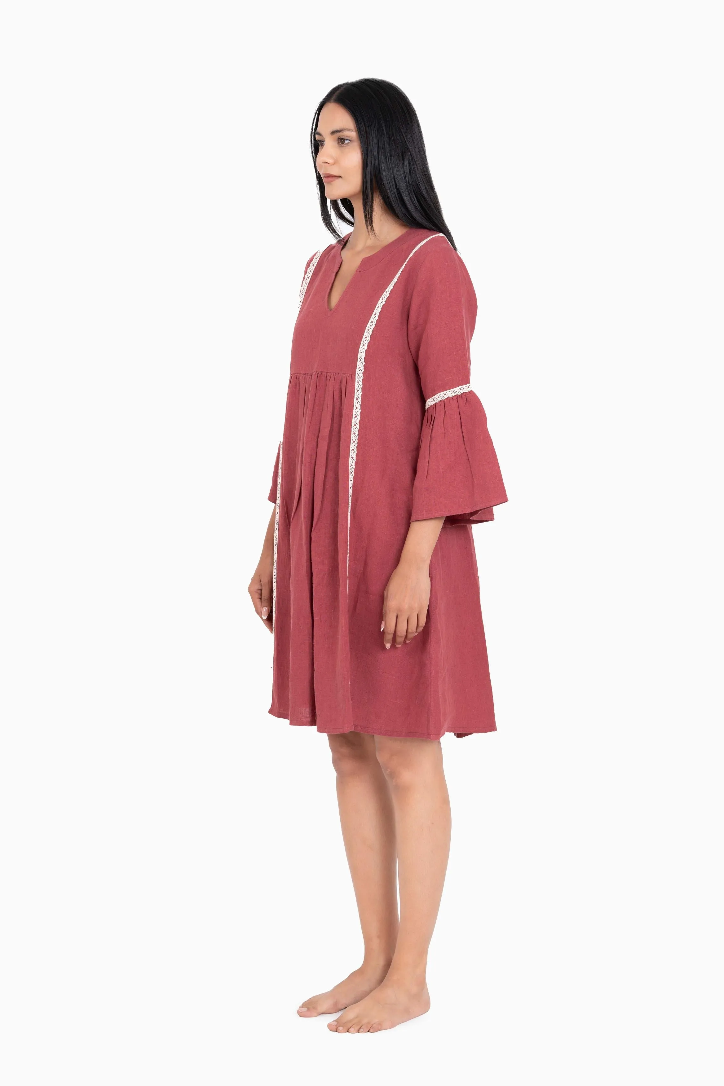 Linen Moana Midi Dress-Brown Bean