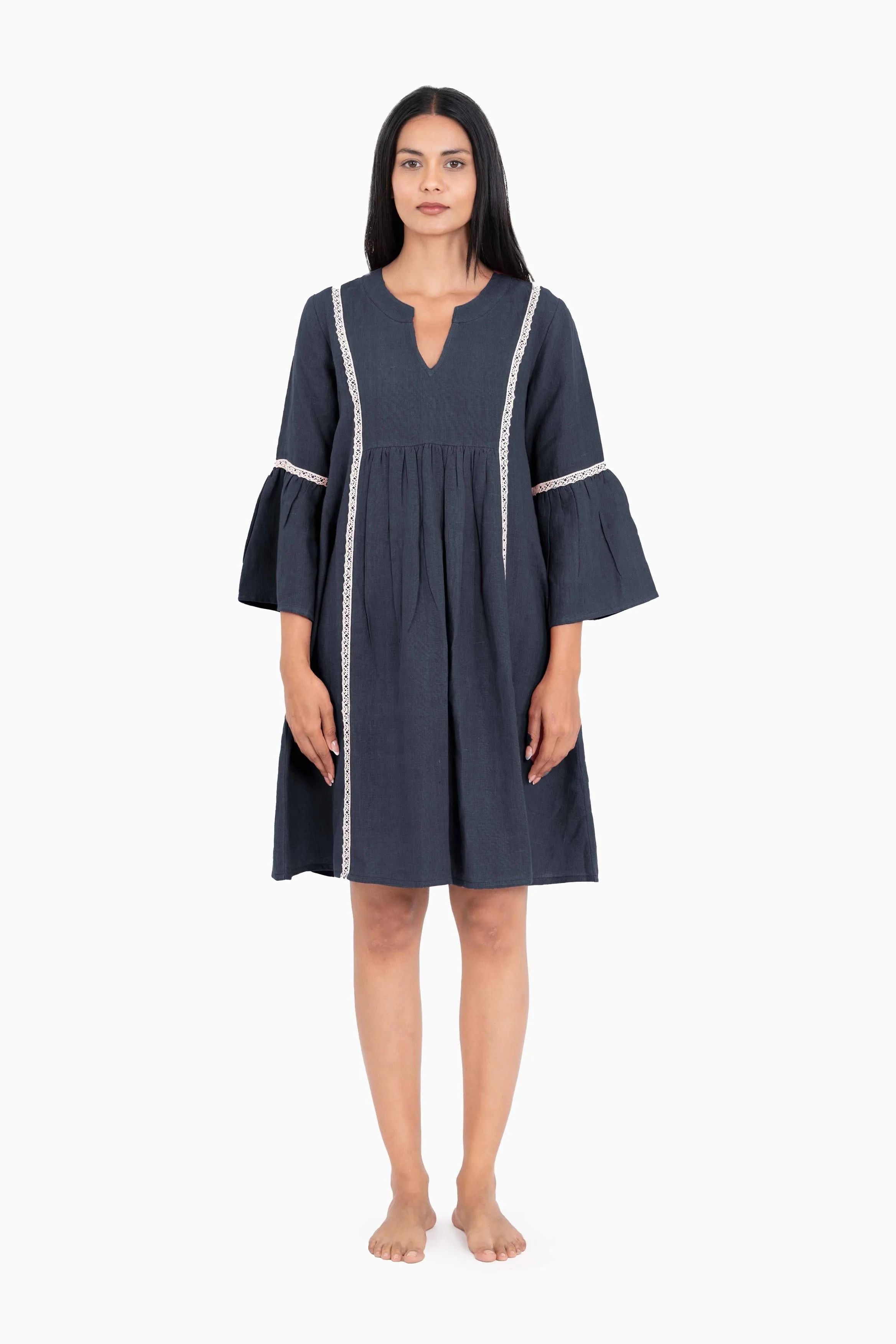 Linen Moana Midi Dress-Brown Bean