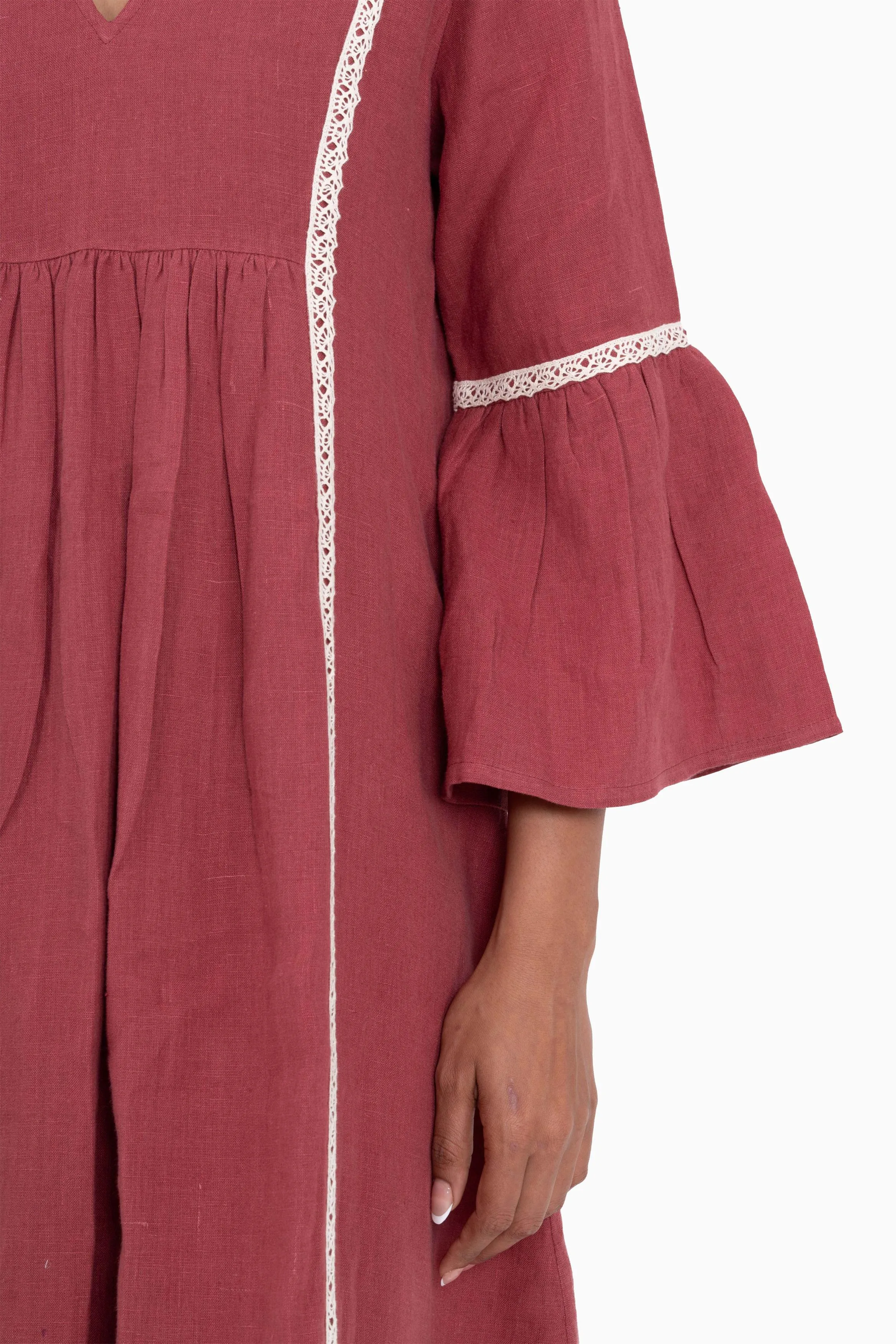 Linen Moana Midi Dress-Brown Bean