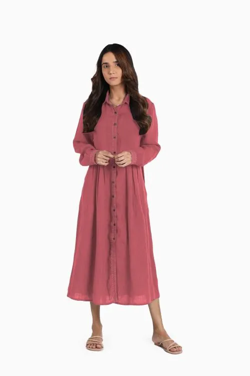 Linen Skylah Maxi Dress-Petal Pink