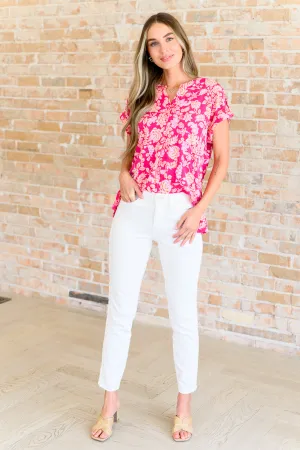 Lizzy Cap Sleeve Top in Pink and Peach Floral