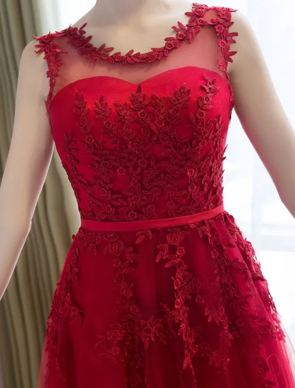 Long Prom Dresses Lace Cameo Pink Party Dress A Line Applique Tulle Maxi Formal Dress
