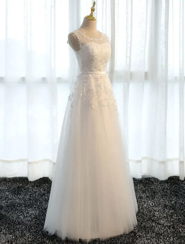 Long Prom Dresses Lace Cameo Pink Party Dress A Line Applique Tulle Maxi Formal Dress