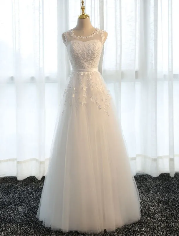 Long Prom Dresses Lace Cameo Pink Party Dress A Line Applique Tulle Maxi Formal Dress