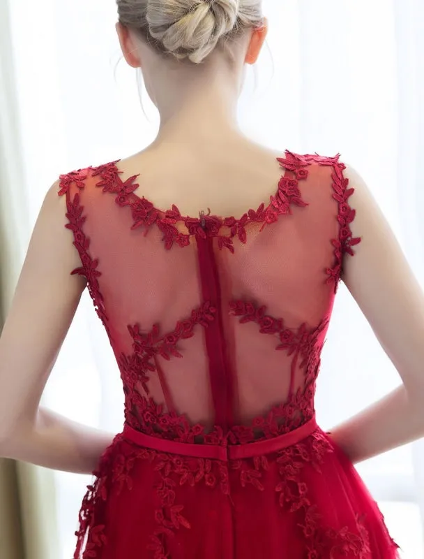 Long Prom Dresses Lace Cameo Pink Party Dress A Line Applique Tulle Maxi Formal Dress