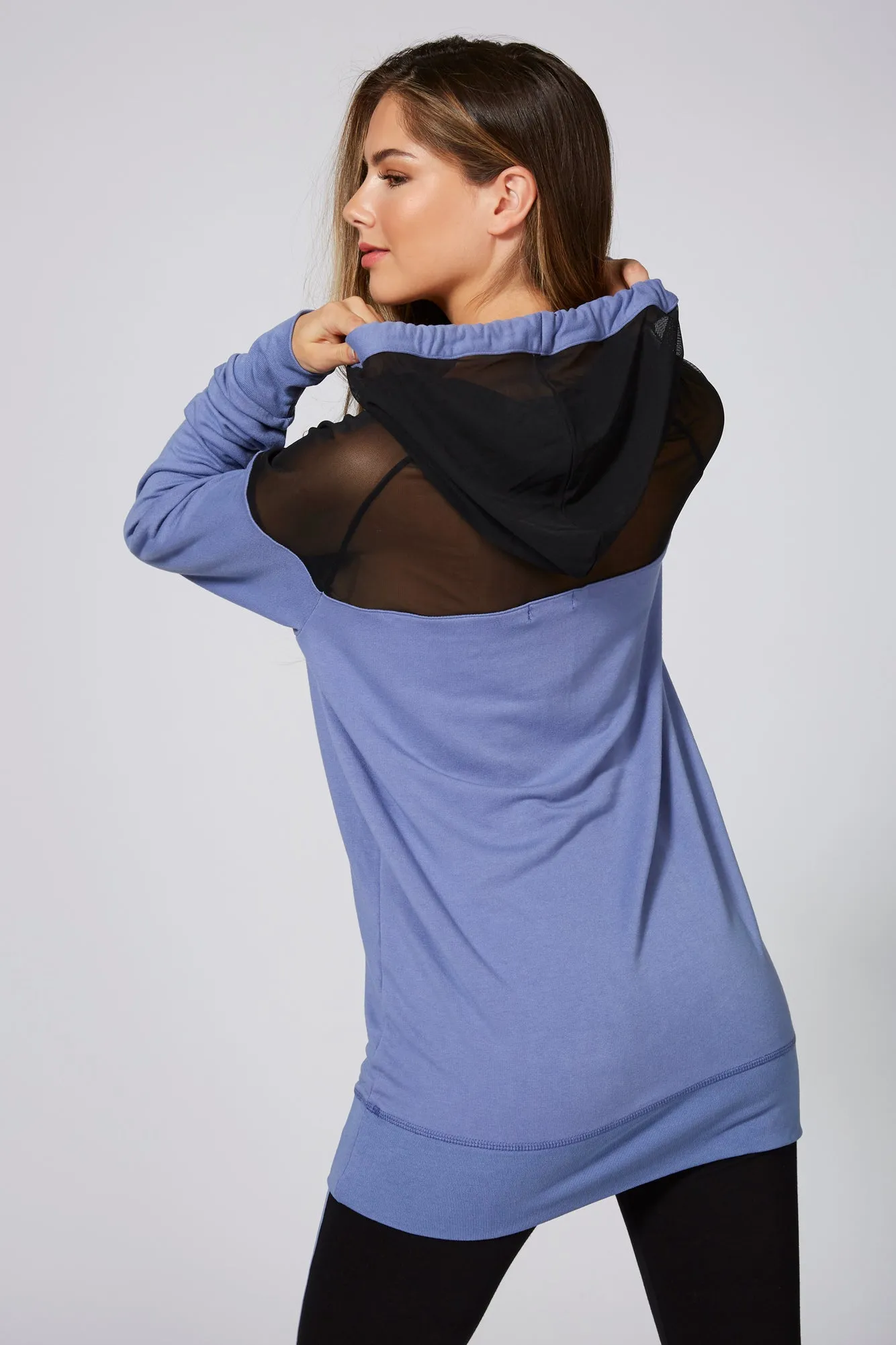 Longline Mesh Panel Hoodie