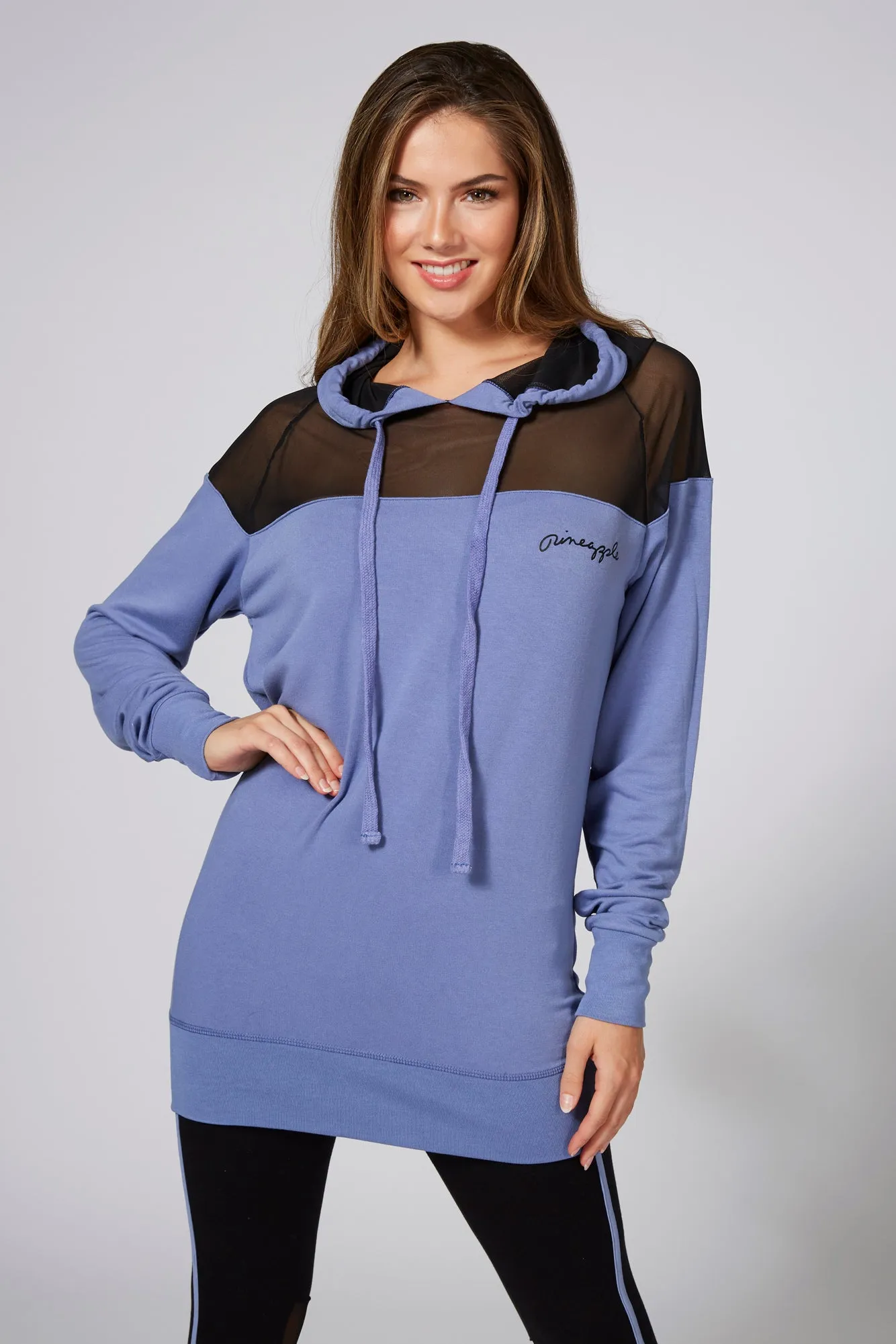 Longline Mesh Panel Hoodie