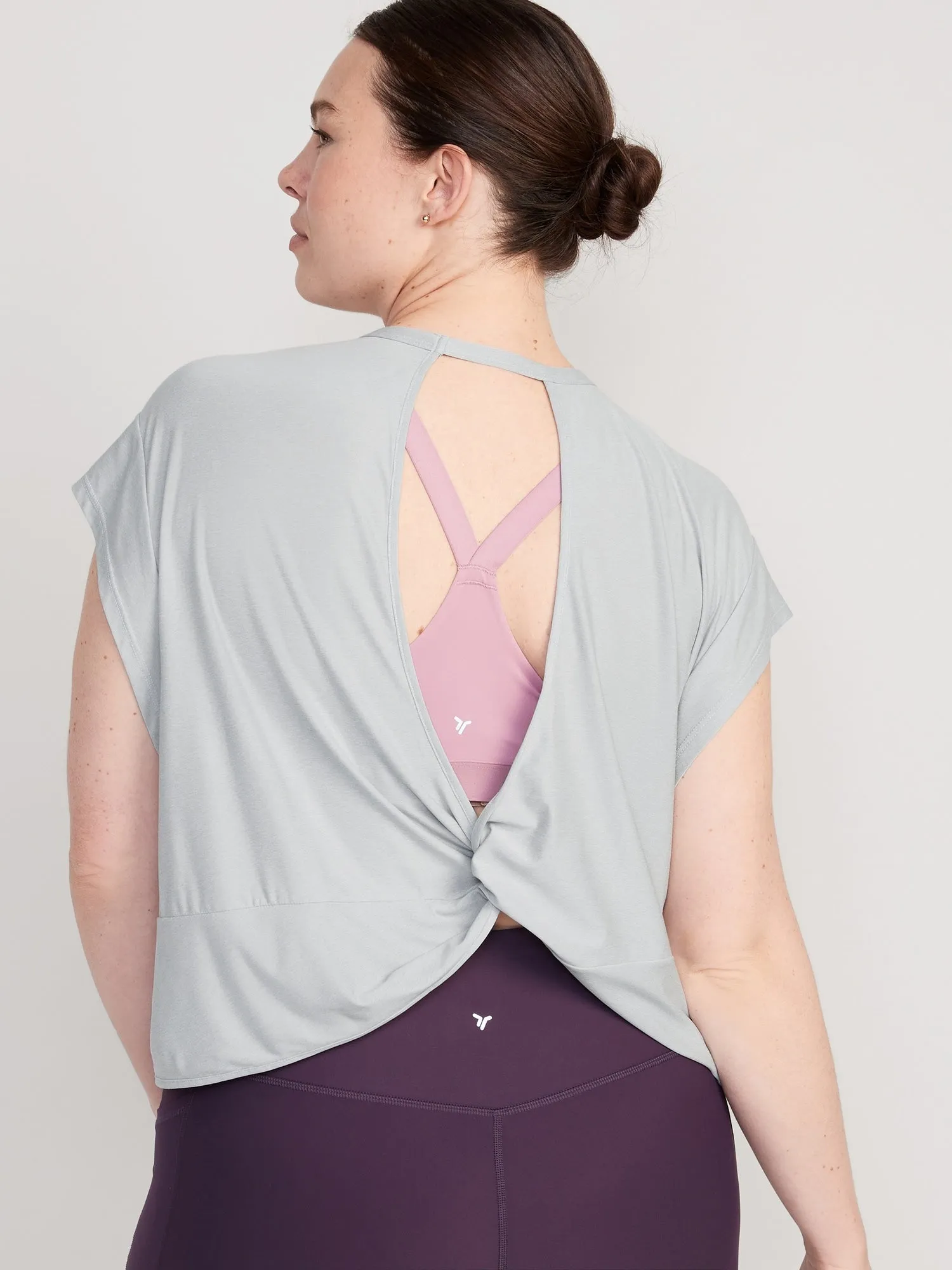 Loose Cloud 94 Soft Cutout-Back Cropped T-Shirt for Women