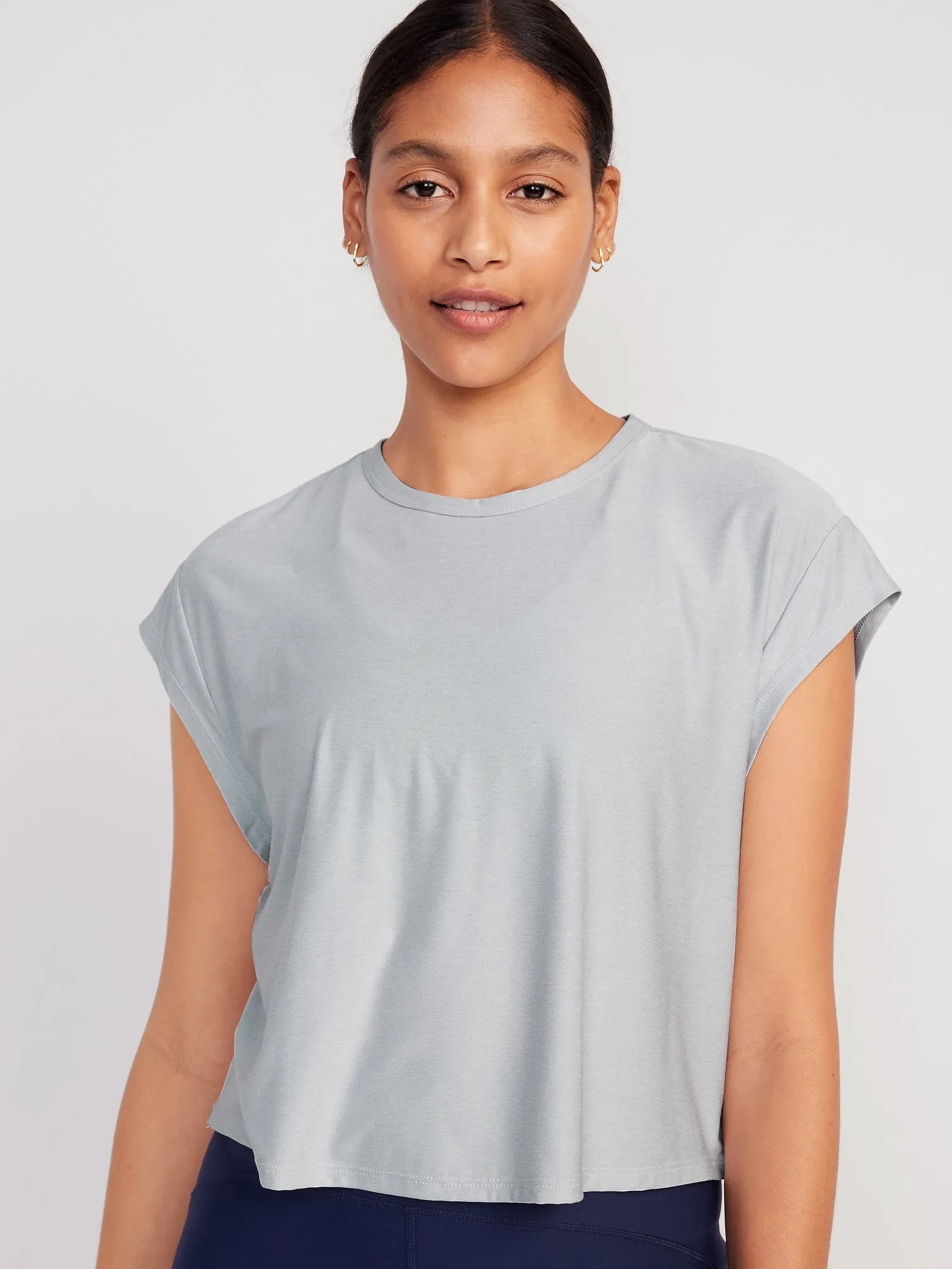 Loose Cloud 94 Soft Cutout-Back Cropped T-Shirt for Women