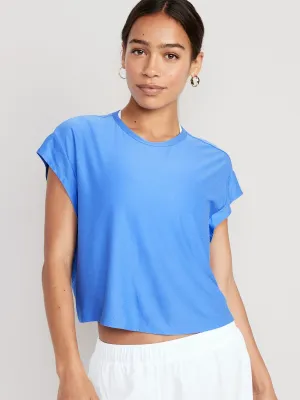 Loose Cloud 94 Soft Cutout-Back Cropped T-Shirt for Women