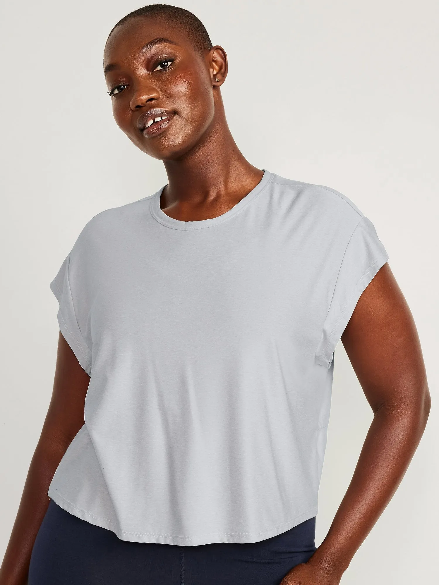 Loose Cloud 94 Soft Cutout-Back Cropped T-Shirt for Women