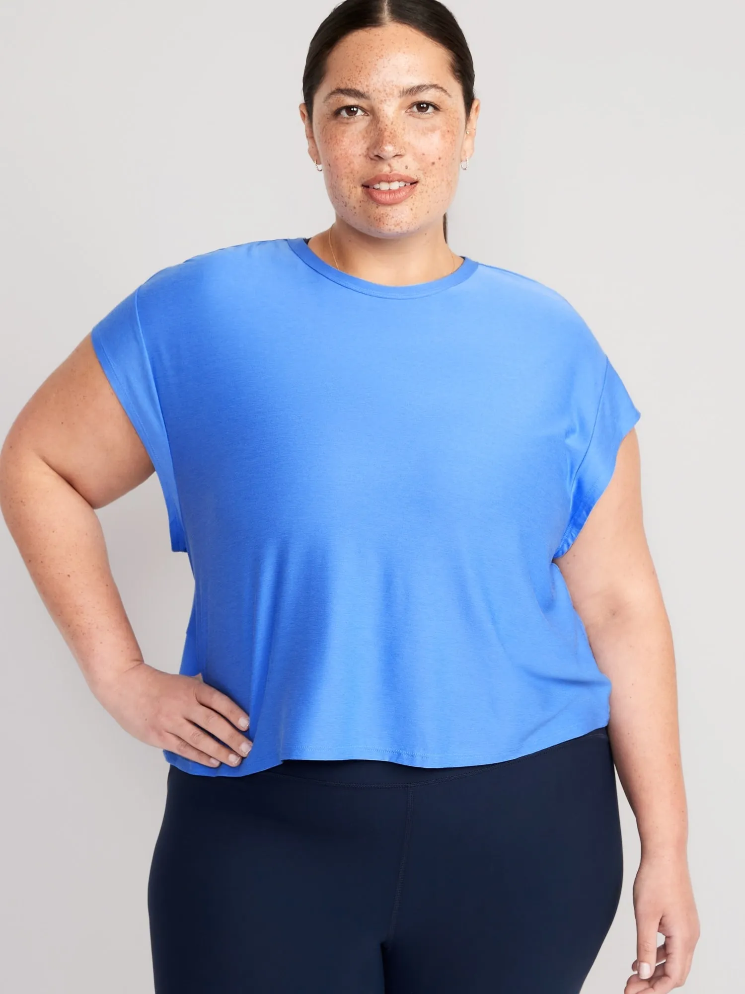 Loose Cloud 94 Soft Cutout-Back Cropped T-Shirt for Women