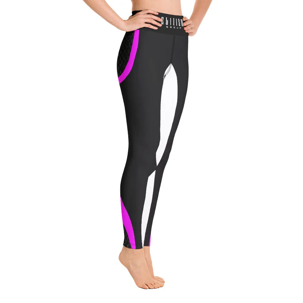 Luxe Level Leggings - Fuchsia Pink/ Blk