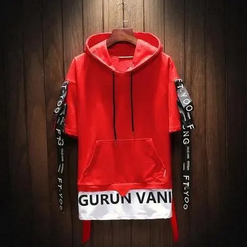 Luxury Hoodies Summer Short Sleeve Hooded Sweatshirt Men Unisex Top Hip Hop Tracksuit Men's O-Neck Spring Autumn Print Hoodie Sweatshirt Men's Thick Fleece Hip Hop High Streetwear Hoodies