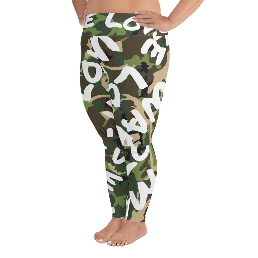 Make Love Not War Plus Size Camou LEGGINGS