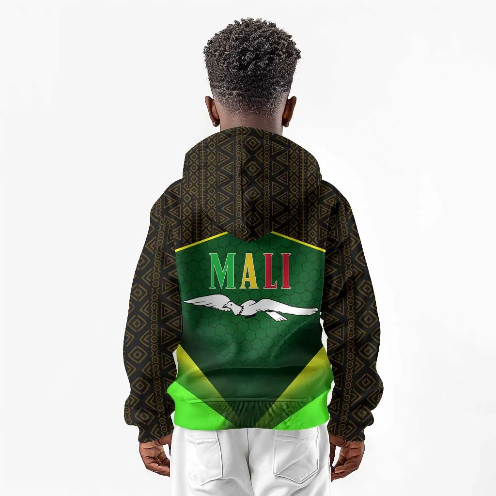 Mali Map Kid Hoodie Vulture in Gliding Flight - African Patterns Design TS04