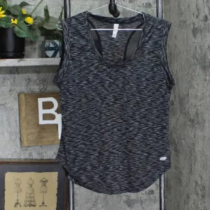 Marika Womens Mesh Back Lightweight Active Sleeveless Shirt Black Multi L