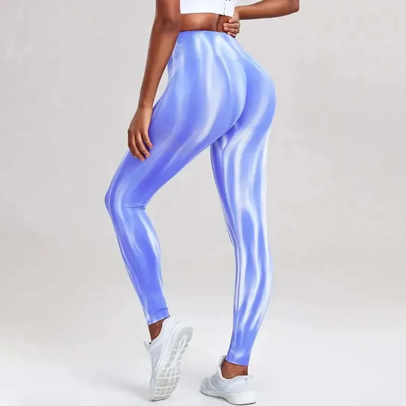Marina - Performance leggings With High Waist and Seamless Wave Pattern