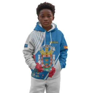 Melilla Spain Kid Hoodie Coat Of Arms With Map LT15
