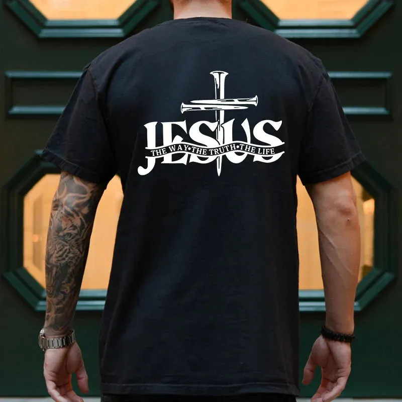 Men Tee T-shirt Jesus Christ Back Printing