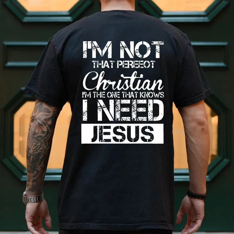 Men Tee T-shirt Jesus Christ Back Printing