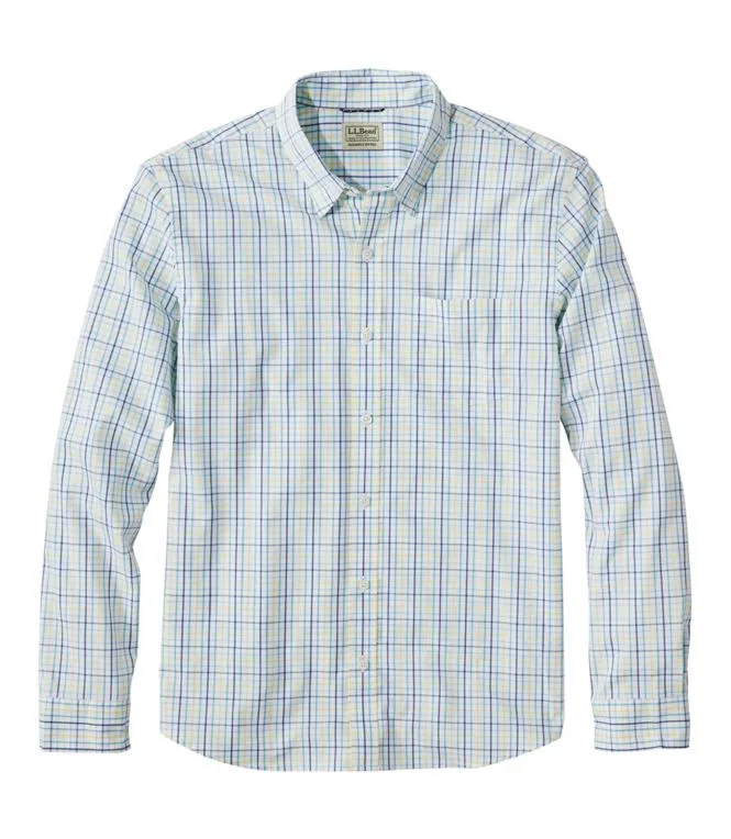 Men's Comfort Stretch Performance Shirt, Long-Sleeve, Slightly Fitted Untucked Fit, Plaid