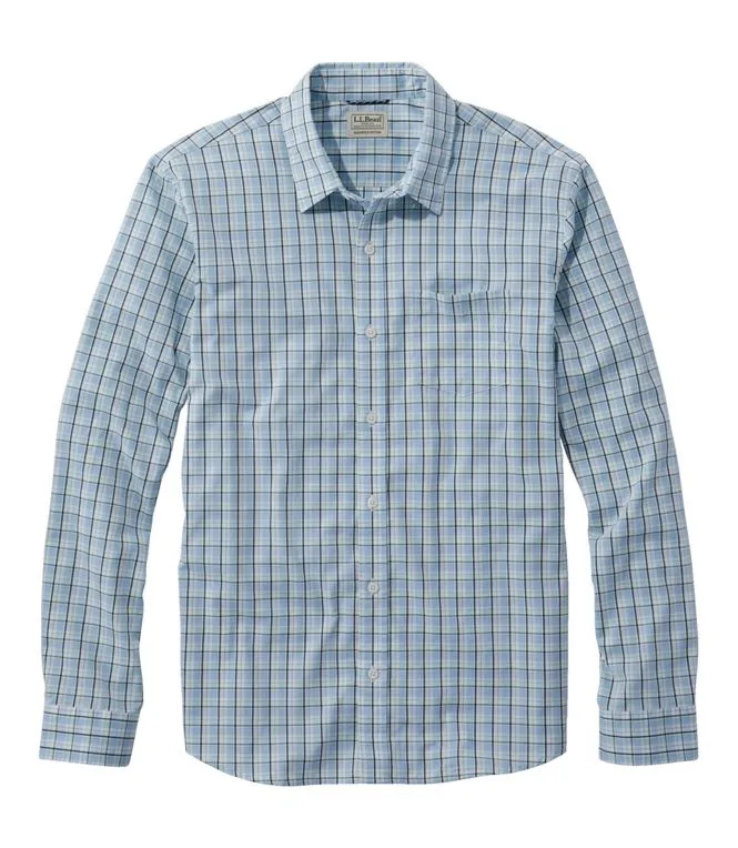 Men's Comfort Stretch Performance Shirt, Long-Sleeve, Slightly Fitted Untucked Fit, Plaid