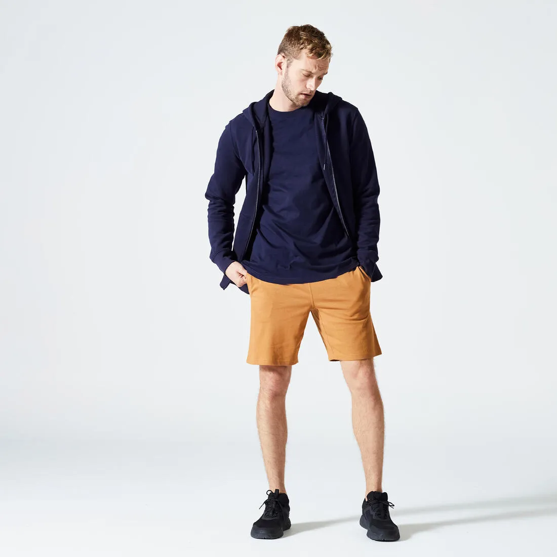 Men's Fleece Zip-Up Fitness Hoodie