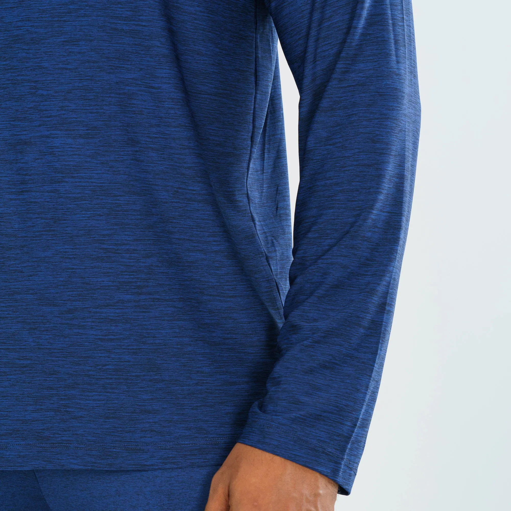 Mens Navy Melange Hoodie