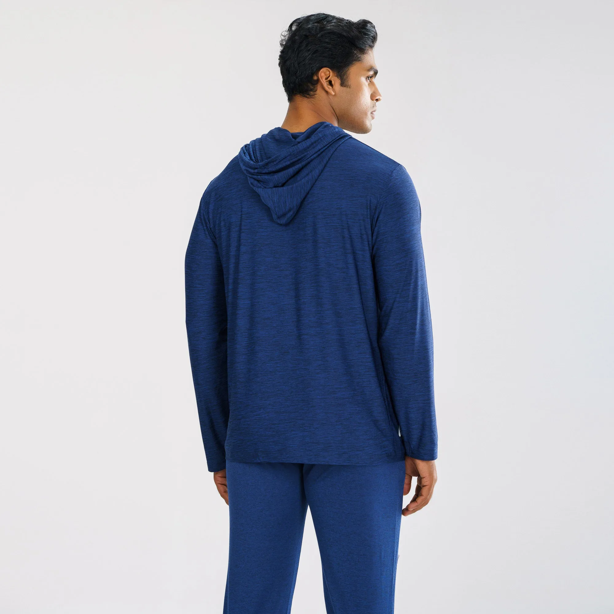Mens Navy Melange Hoodie