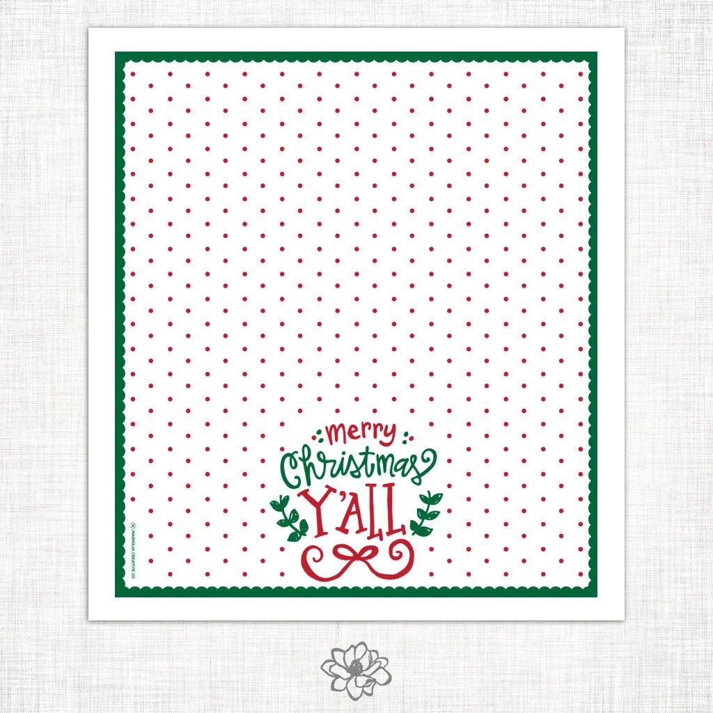 Merry Christmas Y'all Kitchen Towel
