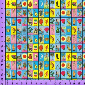 Mexican Lottery Fabric, Loteria Bingo Fabric By The Yard