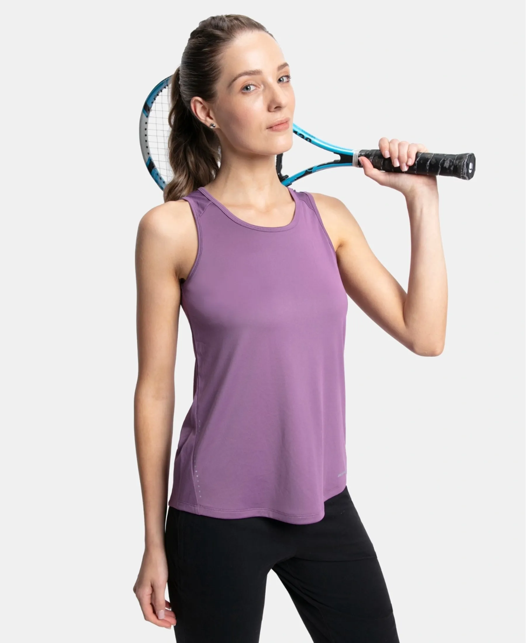 Microfiber Fabric Graphic Printed Tank Top With Breathable Mesh - Chinese Violet