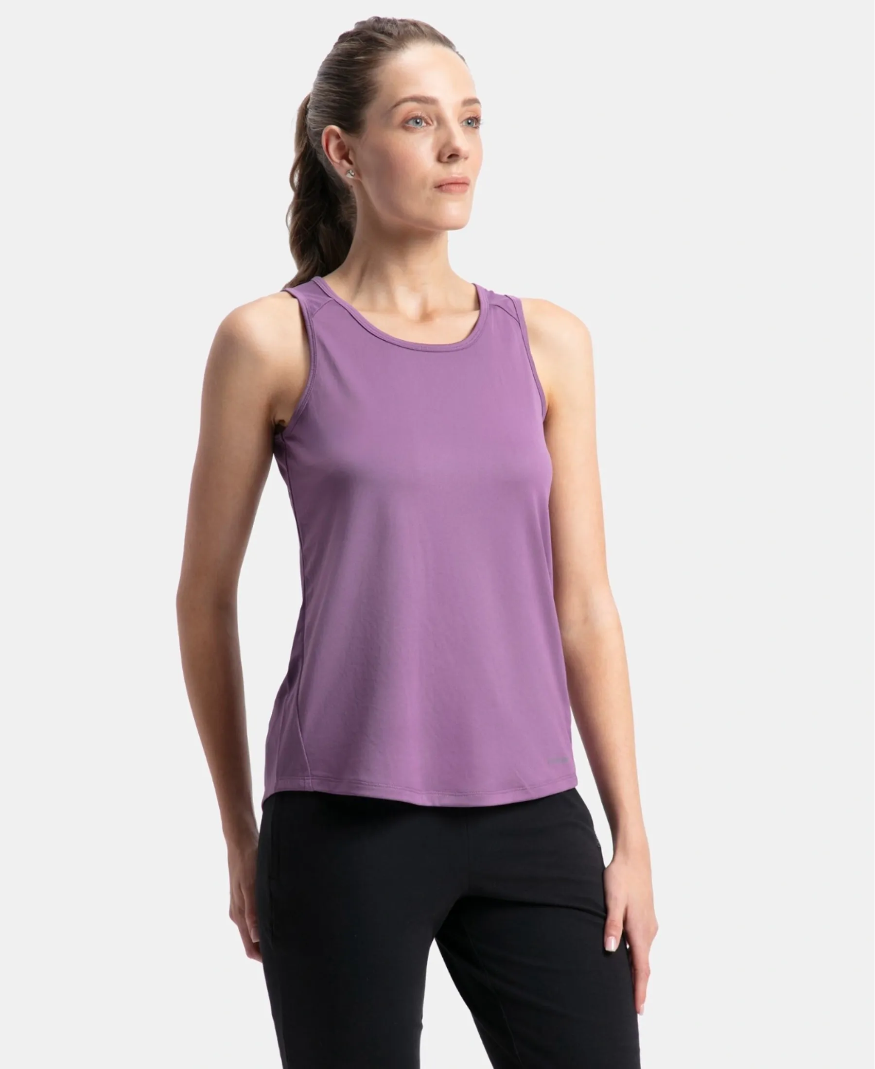 Microfiber Fabric Graphic Printed Tank Top With Breathable Mesh - Chinese Violet