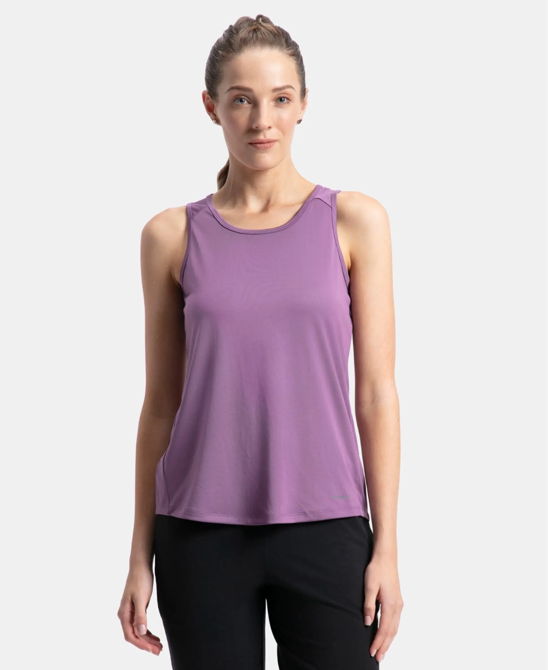 Microfiber Fabric Graphic Printed Tank Top With Breathable Mesh - Chinese Violet