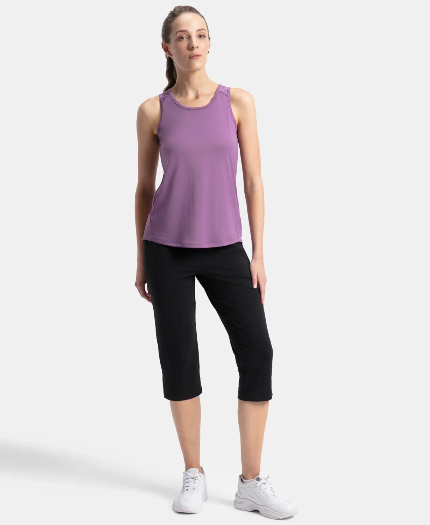 Microfiber Fabric Graphic Printed Tank Top With Breathable Mesh - Chinese Violet