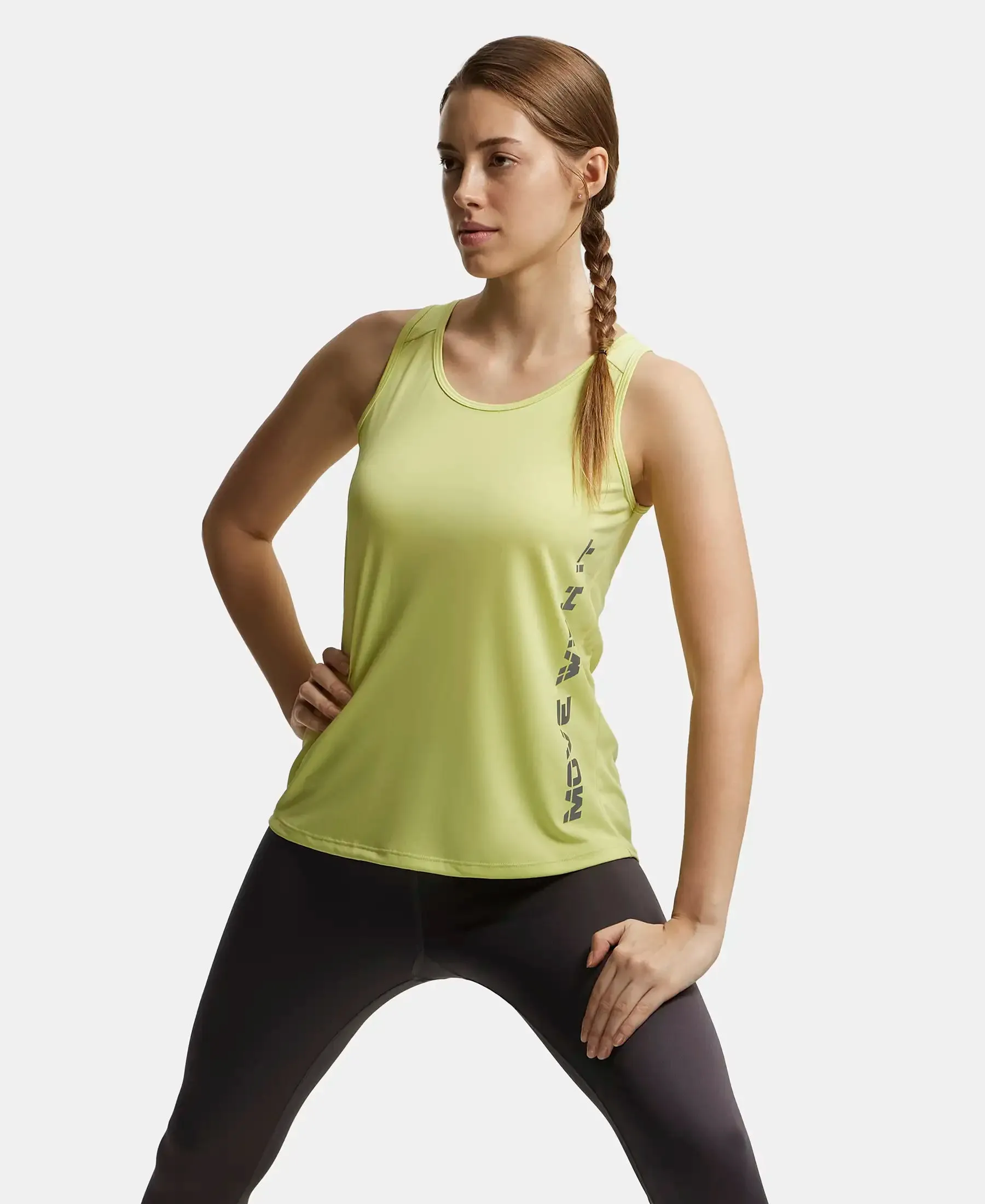 Microfiber Fabric Graphic Printed Tank Top With Breathable Mesh - Daiquiri Green