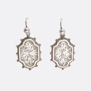 Mid-Victorian Chased Silver Earrings