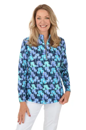 Midnight Palms Cooling UPF50  Mock Neck Top